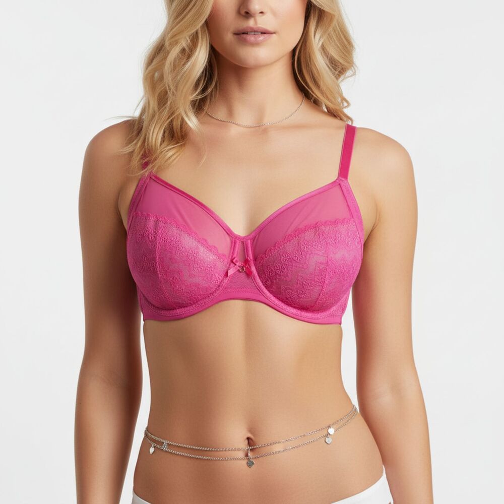 Chantelle Hot Pink Unlined Underwire Lace Bra NEW 36D